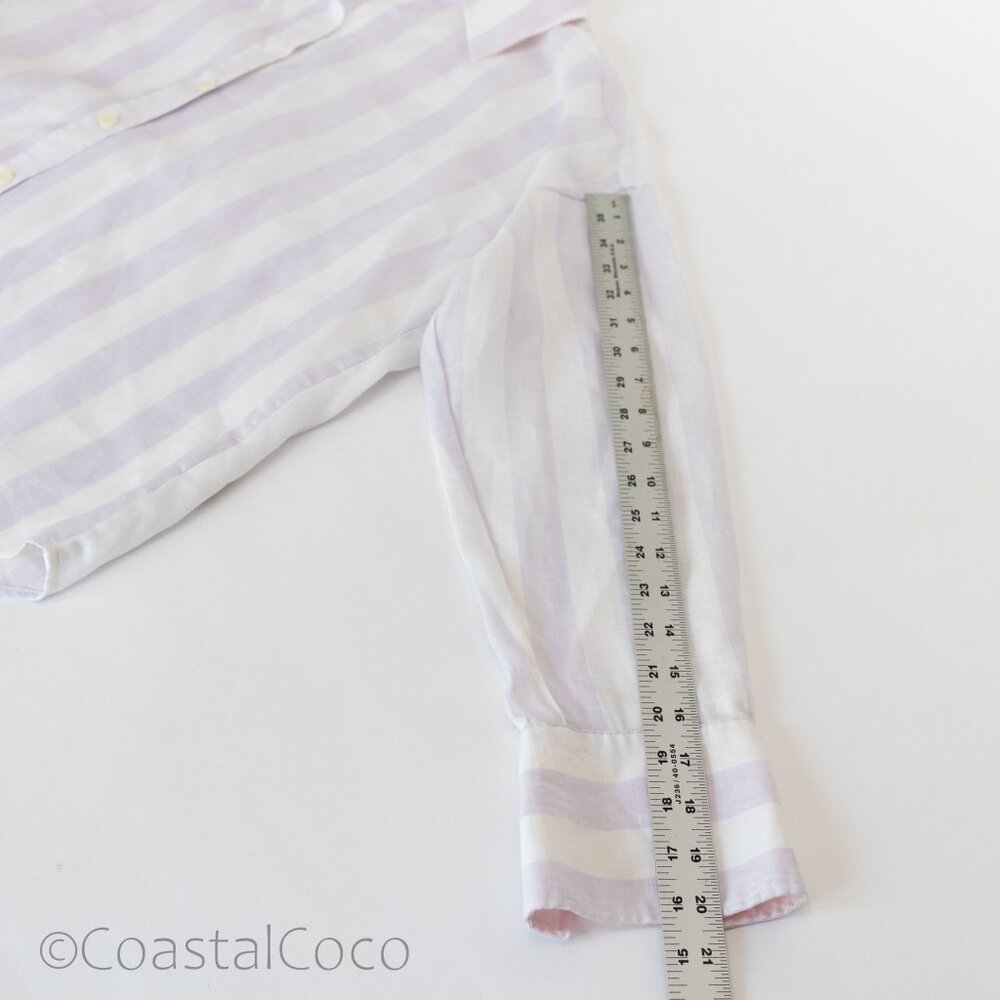 Hinson Wu Larissa Size S Oversize 100% Linen Striped Cabana Beach Resort Coastal - Picture 12 of 12